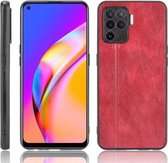 Voor OPPO A94 4G / F19 Pro 4G / Reno 5F Schokbestendig Naaien Koe Patroon Huid PC + PU + TPU Case (Rood)