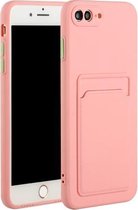 Kaartsleuf ontwerp schokbestendig TPU beschermhoes voor iPhone 8 Plus & 7 Plus (roze)