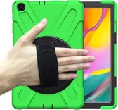 Voor Samsung Galaxy Tab A 10.1 (2019) T515 / T510 Schokbestendig Kleurrijk Siliconen + PC Beschermhoes met Houder & Schouderriem & Handriem (Groen)