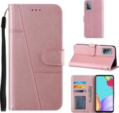 Voor OPPO A52 / A72 / A92 Stiksels Kalfsstructuur Gesp Horizontale Flip Leren Case met Houder & Kaartsleuven & Portemonnee & Lanyard (Roze)