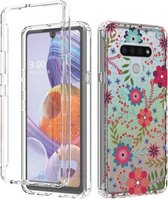 Voor LG Stylo 6 2-in-1 hoog transparant geverfd schokbestendig PC + TPU beschermhoes (kleine bloemen)