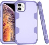 Contrastkleur siliconen + pc schokbestendig hoesje voor iPhone 11 (paars)