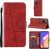 Stiksels Kalfsstructuur Gesp Horizontale Flip Leren Case met Houder & Kaartsleuven & Portemonnee & Lanyard Voor OPPO A94 5G / F19 Pro / Reno5 Z (Rood)