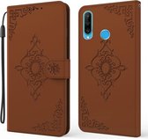 Voor Huawei P30 Lite Reliëf Fortuin Bloem Patroon Horizontale Flip Leren Case met Houder & Kaartsleuf & Portemonnee & Lanyard (Bruin)