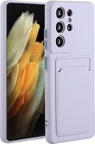 Voor Samsung Galaxy S21 Ultra 5G kaartsleuf ontwerp schokbestendig TPU beschermhoes (paars)