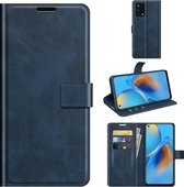 Voor OPPO F19 / OPPO A74 4G Retro Kalfspatroon Gesp Horizontale Flip Leren Case met Houder & Kaartsleuven & Portemonnee (Blauw)