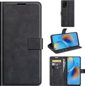 Voor OPPO F19 / OPPO A74 4G Retro Kalfspatroon Gesp Horizontale Flip Leren Case met Houder & Kaartsleuven & Portemonnee (Zwart)