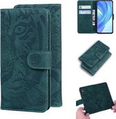 Voor Xiaomi Mi 11 Lite Tiger Embossing Pattern Horizontale flip lederen tas met houder & kaartsleuven & portemonnee (groen)