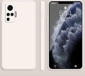 Voor vivo X50 Pro effen kleur imitatie vloeibare siliconen rechte rand valbestendige volledige dekking beschermhoes (wit)