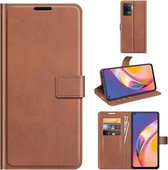 Voor OPPO A94 4G / F19 Pro Retro Kalfspatroon Gesp Horizontale Flip Leren Case met Houder & Kaartsleuven & Portemonnee (Lichtbruin)