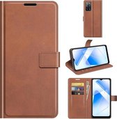 Voor OPPO A55 5G Retro Kalfspatroon Gesp Horizontale Flip Leren Case met Houder & Kaartsleuven & Portemonnee (Lichtbruin)