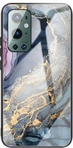 For One Plus 9 Pro Abstract Marble Pattern Glass beschermhoes (abstract goud)