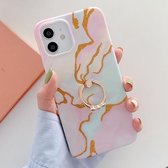 Golden Powder Dream Color Marble Pattern TPU beschermhoes met ringstandaard voor iPhone 11 Pro (kleurrijk)