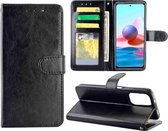 Voor Xiaomi Redmi Note10 4G / Note 10S Crazy Horse textuur lederen horizontale flip beschermhoes met houder & kaartsleuven & portemonnee & fotolijst (zwart)