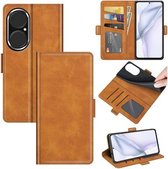 Voor Huawei P50 Dual-side magnetische gesp Horizontale flip lederen tas met houder & kaartsleuven & portemonnee (geel)