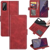 Voor Wiko Power U20 Dubbelzijdige magnetische gesp Horizontale flip lederen tas met houder & kaartsleuven en portemonnee (rood)