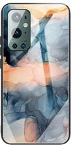 For One Plus 9 Pro Abstract Marble Pattern Glass beschermhoes (abstract blauw)