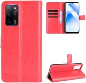 Voor OPPO A55 5G / A53s 5G Crazy Horse Texture Horizontale flip lederen tas met houder & kaartsleuven en lanyard (rood)