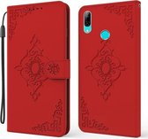 For Honor 20i / Honor 10 Lite Reliëf Fortune Flower Pattern Horizontale Flip lederen tas met houder & kaartsleuf & portemonnee & lanyard (rood)