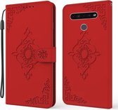 Voor LG K41S / K51S Reliëf Fortune Bloempatroon Horizontale Flip Leren Case met Houder & Kaartsleuf & Portemonnee & Lanyard (Rood)