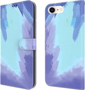 Aquarel patroon horizontale flip lederen hoes met houder & kaartsleuf & portemonnee voor iPhone SE 2020 & 8 & 7 (wintersneeuw)