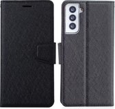 Voor Samsung Galaxy S21 + 5G Zijden Textuur Horizontale Flip Leren Case met Houder & Kaartsleuven & Portemonnee & Fotolijst (Zwart)