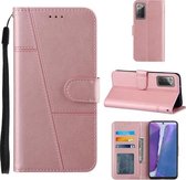 Voor Samsung Galaxy Note20 Stiksels Kalfs Textuur Gesp Horizontale Flip Leren Case met Houder & Kaartsleuven & Portemonnee & Lanyard (Roze)