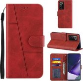 Voor Samsung Galaxy Note20 Ultra Stiksels Kalf Textuur Gesp Horizontale Flip Leren Case met Houder & Kaartsleuven & Portemonnee & Lanyard (Rood)