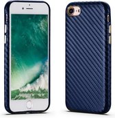 Koolstofvezel lederen textuur Kevlar anti-val telefoon beschermhoes voor iPhone SE 2020/8/7 (blauw)