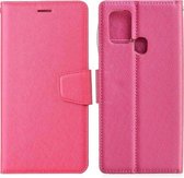 Voor Samsung Galaxy M31 Zijden Textuur Horizontale Flip Leren Case met Houder & Kaartsleuven & Portemonnee & Fotolijst (Rose Rood)