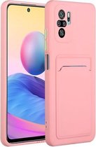 Voor Geschikt voor Xiaomi Redmi Note 10 Pro Card Slot Design Shockproof TPU beschermhoes (roze)