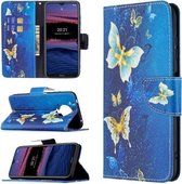 Voor Nokia G20 Gekleurde Tekening Patroon Horizontale Flip Leren Case met Houder & Kaartsleuven & Portemonnee (Gouden Vlinder)