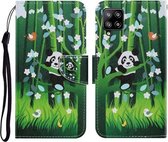 Voor Samsung Galaxy A22 4G Gekleurde Tekening Patroon Horizontale Flip PU Lederen Case met Houder & Kaartsleuven & Portemonnee & Lanyard (Panda)