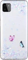 Voor Samsung Galaxy A22 5G gekleurde tekening patroon transparant TPU beschermhoes (bloem vlinder)