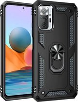 Voor Geschikt voor Xiaomi Redmi Note 10 Pro / Note 10 Pro Max schokbestendig TPU + pc beschermhoes met 360 graden roterende houder (zwart)