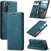 Voor Samsung Galaxy S21 FE CaseMe 013 Multifunctionele horizontale flip lederen tas, met kaartsleuf & houder & portemonnee (blauw)