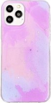 Aquarel glitter patroon schokbestendig TPU beschermhoes voor iPhone 12 mini (paars rood)