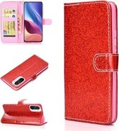 Voor Samsung Galaxy A52 5G / 4G Glitter Poeder Horizontale Flip Leren Case met Kaartsleuven & Houder & Fotolijst & Portemonnee (Rood)