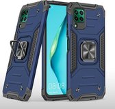 Voor Huawei P40 Lite / Nova 6 SE / Nova 7i Magnetisch pantser Schokbestendig TPU + pc-hoesje met metalen ringhouder (blauw)