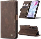 Voor Xiaomi CC9 Pro CaseMe 013 Multifunctionele Horizontale Flip Leren Case met Houder & Kaartsleuf & Portemonnee (Koffie)