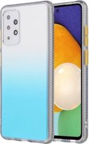 Voor Samsung Galaxy A72 gradiënt schokbestendig TPU + acryl hoesje met afneembare knoppen (blauw)