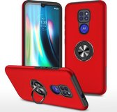 Voor Motorola Moto G9 / G9 Play PC + TPU schokbestendige magnetische beschermhoes met onzichtbare ringhouder (rood)