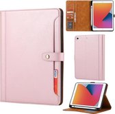 Kalfsstructuur Dubbele vouwsluiting Horizontale flip lederen tas met fotolijst & houder & kaartsleuven & portemonnee voor iPad mini 5 / mini 4 / mini 3 (roségoud)