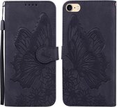 Retro Skin Feel Butterflies Embossing Horizontale Flip Leather Case met houder & kaartsleuven & portemonnee voor iPhone 6 / 6s (zwart)