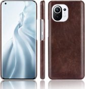 Voor Xiaomi Mi 11 schokbestendige Litchi-textuur pc + PU-hoes (bruin)