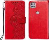 Voor Motorola Moto G 5G Flower Vine Embossing Pattern Horizontale Flip Leather Case met Card Slot & Holder & Wallet & Lanyard (Red)