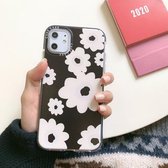 Dubbelkleurig TPU-patroon beschermhoes voor iPhone 12 mini (zwarte bloem)