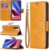 Voor Xiaomi Mi 11i / Poco F3 / Redmi K40 Retro Lambskin Texture Pure Color Horizontale Flip PU lederen tas met houder & kaartsleuven & portemonnee & lanyard (geel)