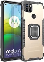 Voor Motorola Moto G9 Power Fierce Warrior Series Armor All-inclusive schokbestendig aluminium + TPU beschermhoes met ringhouder (goud)
