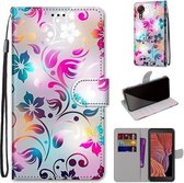 Voor Samsung Galaxy Xcover 5 Gekleurde Tekening Cross Textuur Horizontale Flip PU Lederen Case met Houder & Kaartsleuven & Portemonnee & Lanyard (Gradient Kleurrijke Bloem)